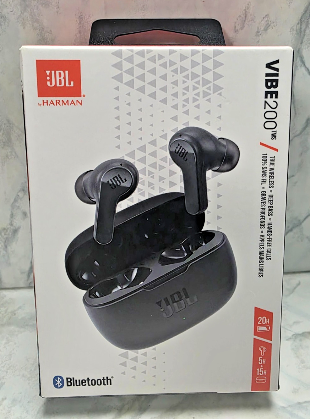 JBL VIBE2tws Bluetooth Wireless Deep Bass Sound Earbuds, Black, New in Box